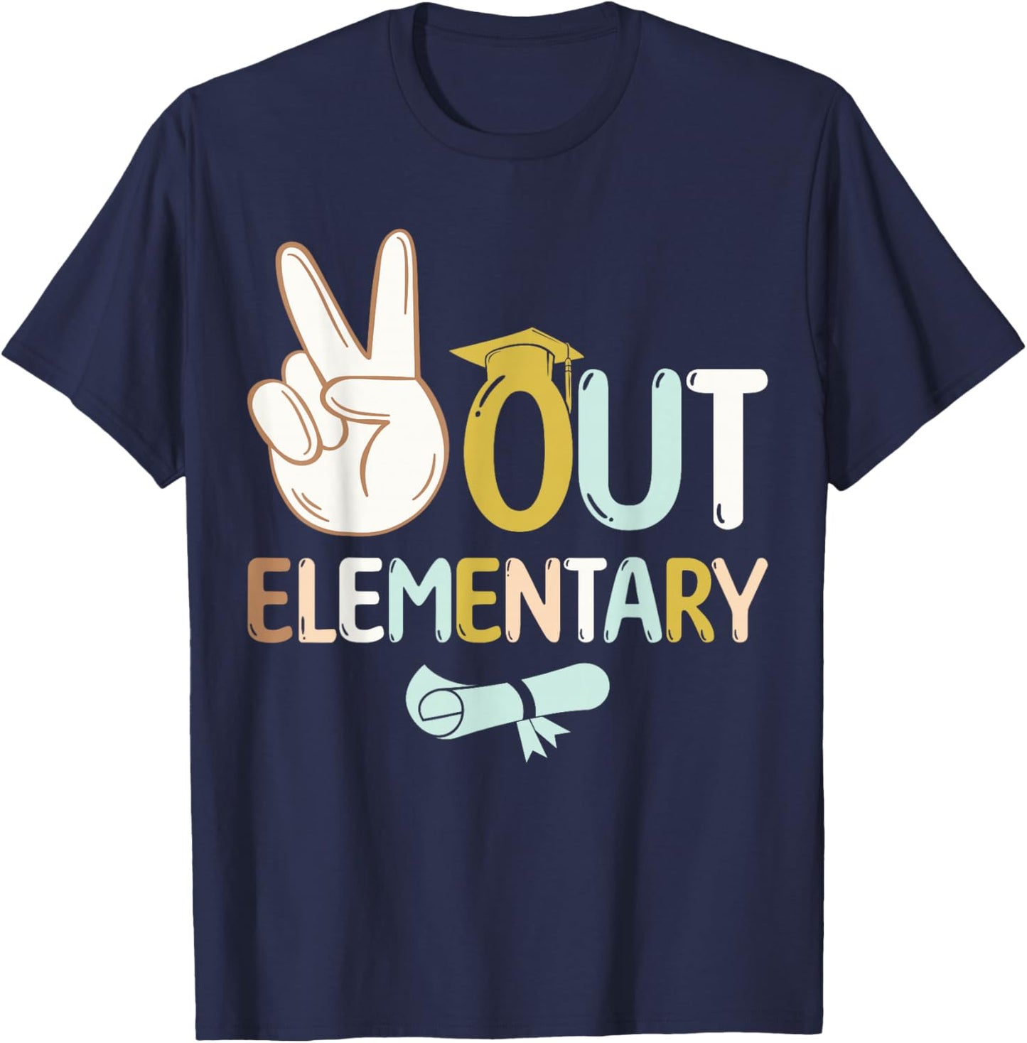 Peace Out Elementary School Funny Last Day Of School T-Shirt - T-Shirt | Navy