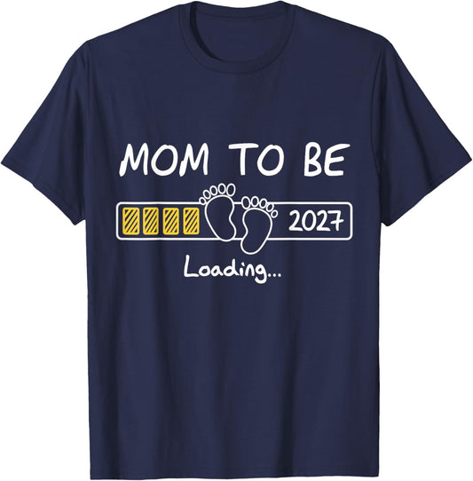 Mom to Be 2027 Mom Loading New Mom est 2027 Mommy to Be T-Shirt - T-Shirt | Navy