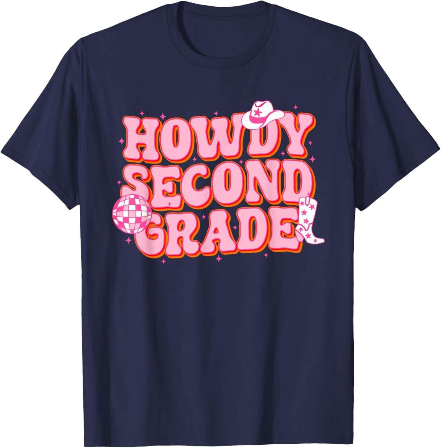 Howdy Second Grade Cowgirl Teacher 2nd Grade Back To School T-Shirt - T-Shirt | Navy