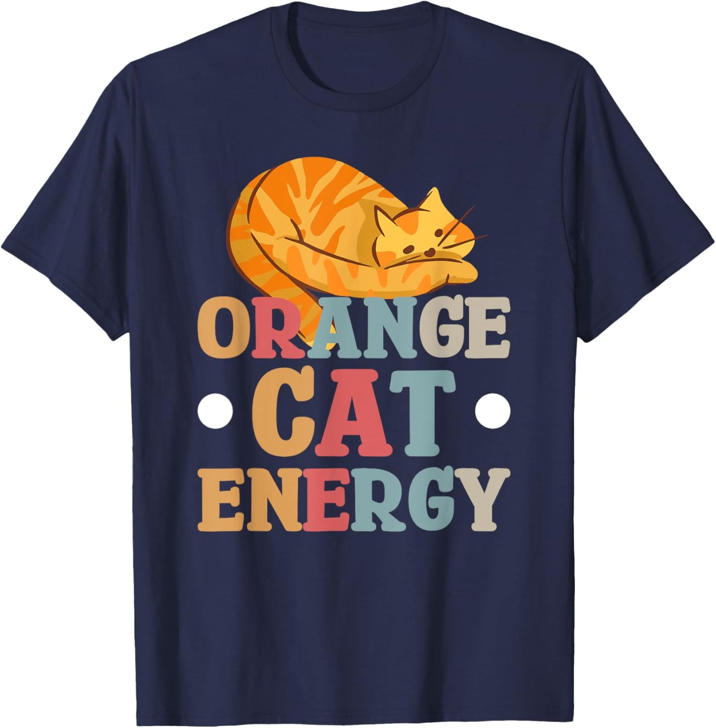 Orange Cat Energy Men Women Kids T-Shirt - T-Shirt | Navy
