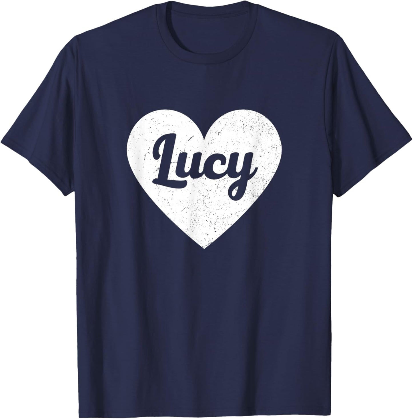 Lucy Blue Modern Classic Heart Christmas Cotton Blend Machine Wash Straight Round Neck Short Sleeve Small T-Shirt - T-Shirt | Navy