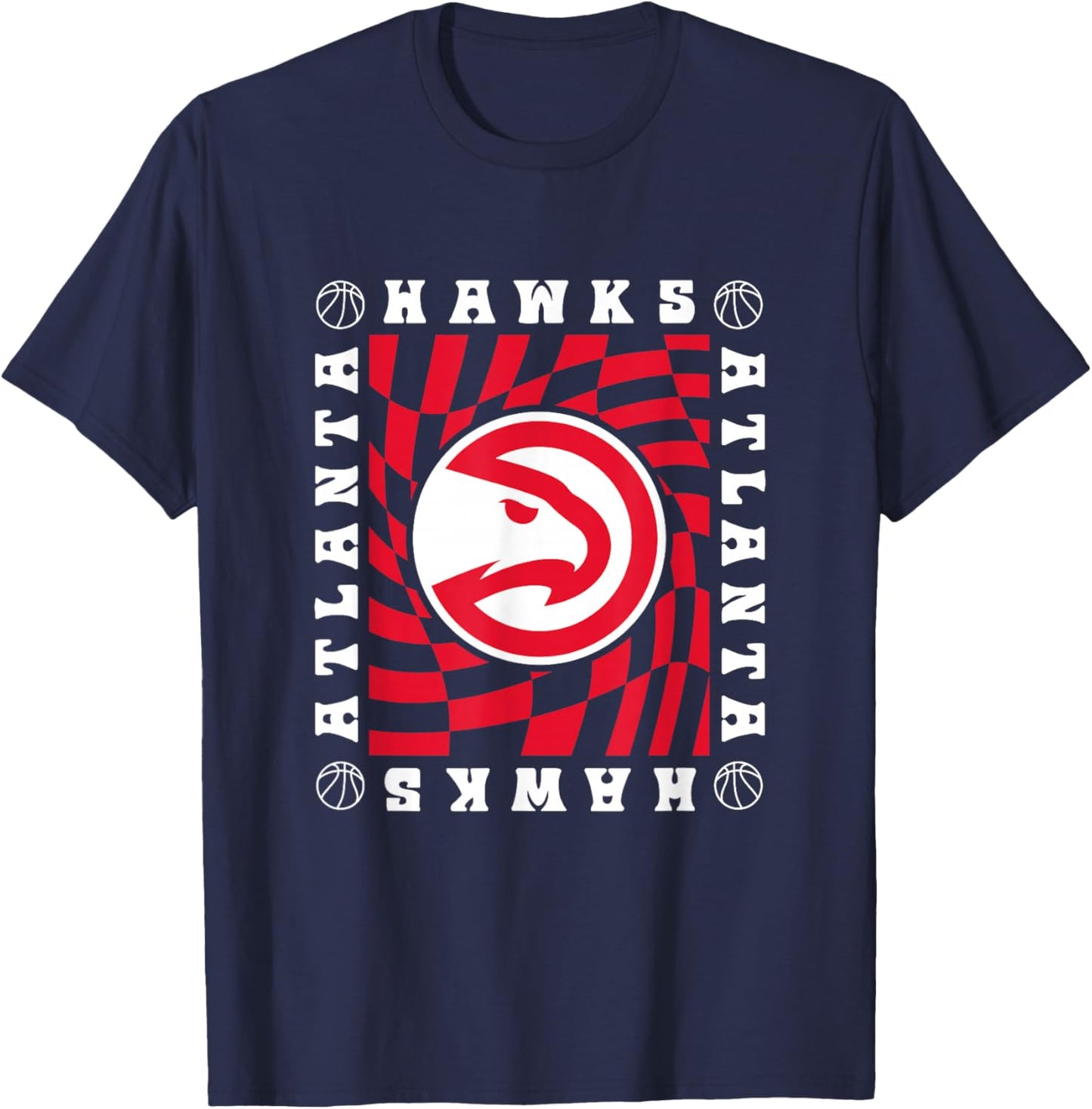 NBA Atlanta Hawks Retro Checkerboard Wave T-Shirt - T-Shirt | Navy