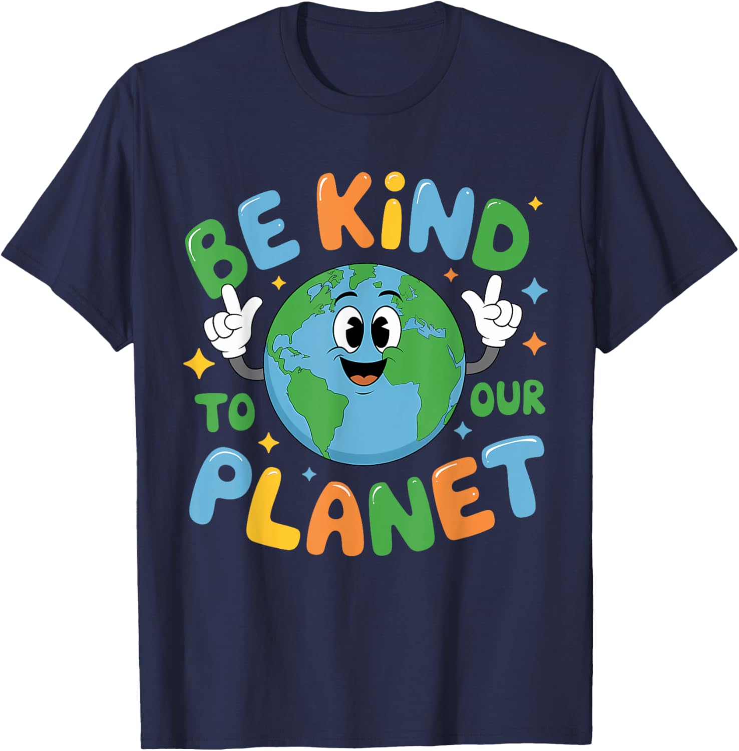 Be Kind to Our Planet Earth Day Hippie Planet Anniversary T-Shirt - T-Shirt | Navy