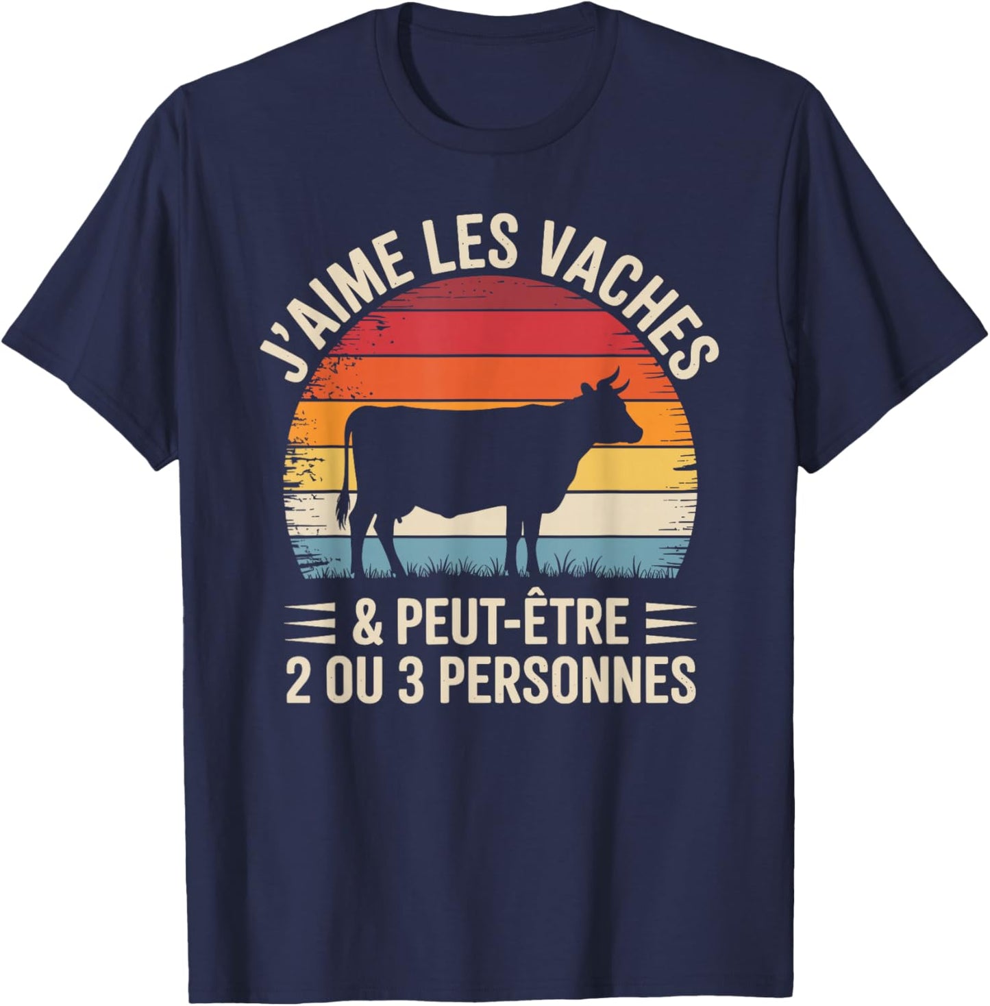Men's Women's Funny Cow with I Love the Cows T-Shirt - T-Shirt | Navy