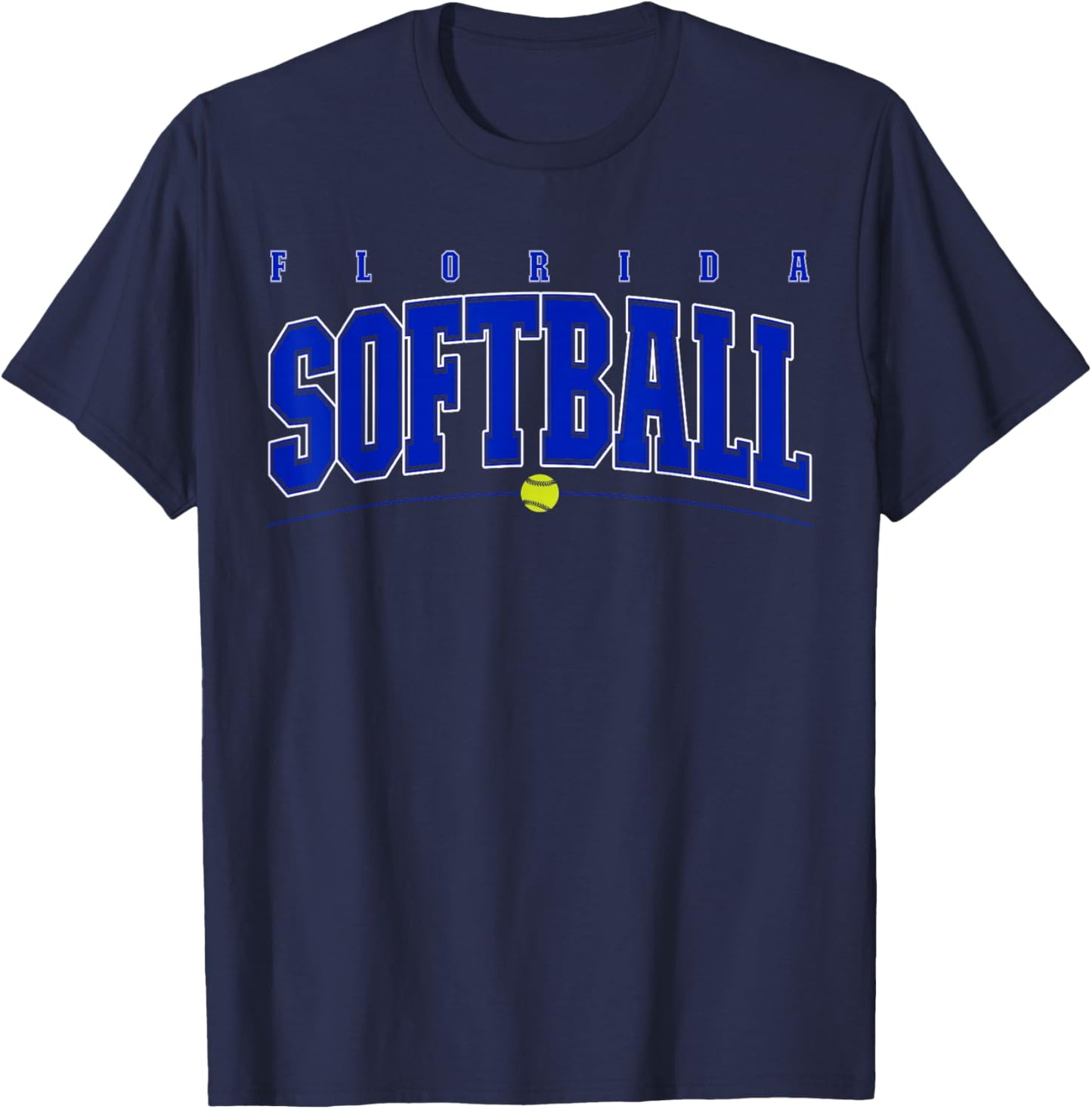 Florida Softball Vintage Kids Team Retro Softball Fan T-Shirt - T-Shirt | Navy