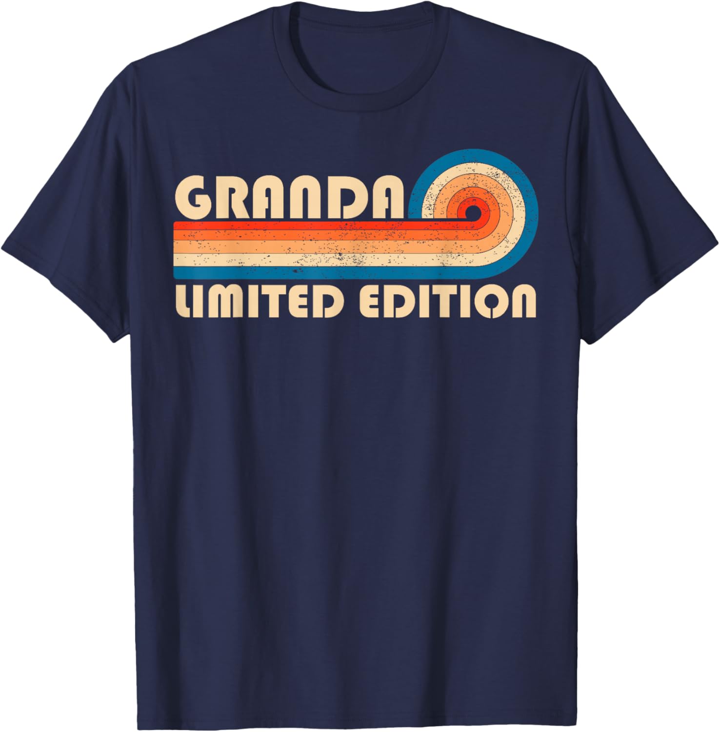 Granda Retro 70s 80s Sunset Stripe T-Shirt - T-Shirt | Navy
