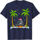 Gorilla Santa Hat Palm Tree Beach Xmas Pajama T-Shirt - T-Shirt | Navy