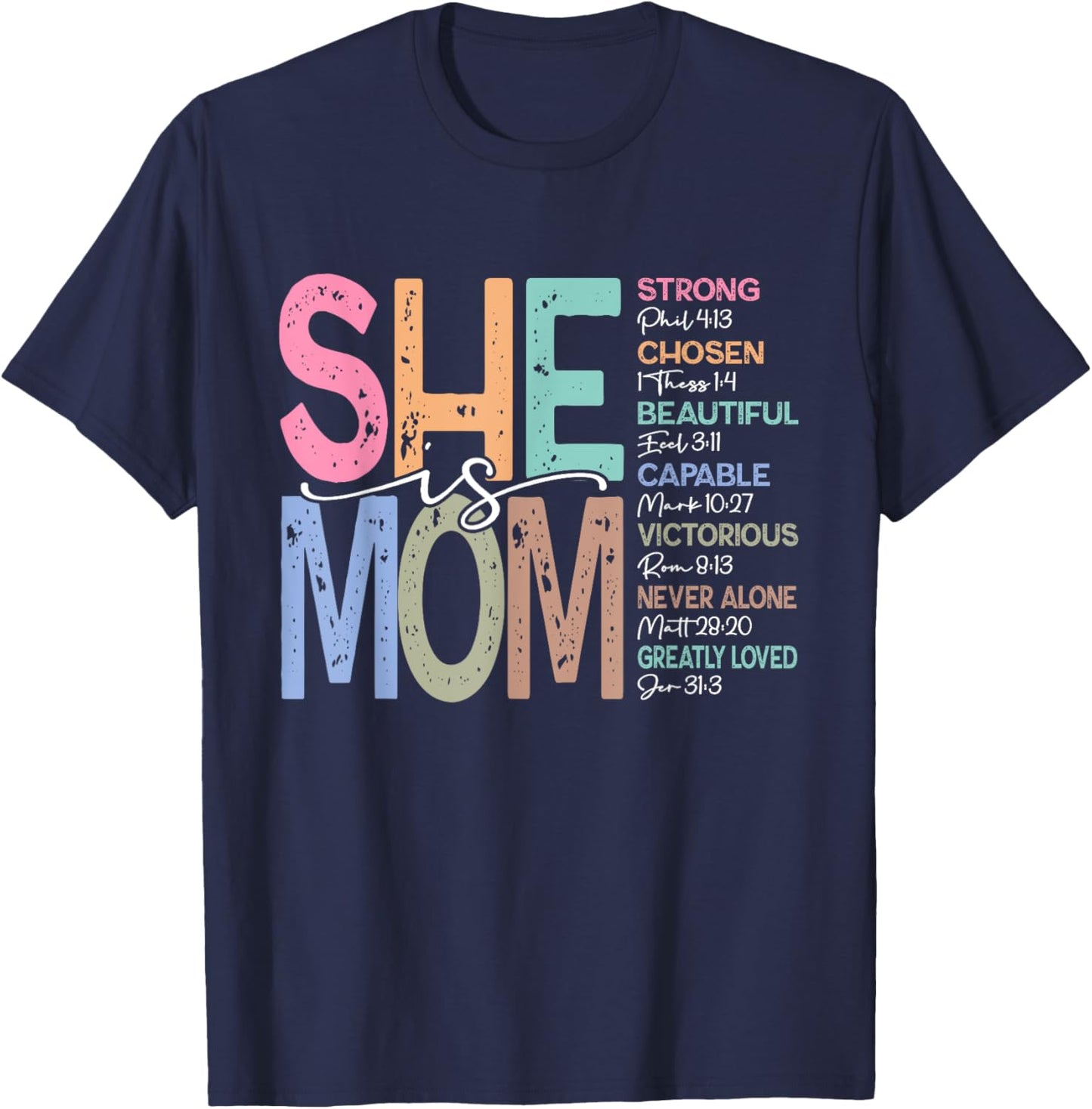 She is Mom Christian Mom Bible Verse Mother's Day Women T-Shirt - T-Shirt | Navy