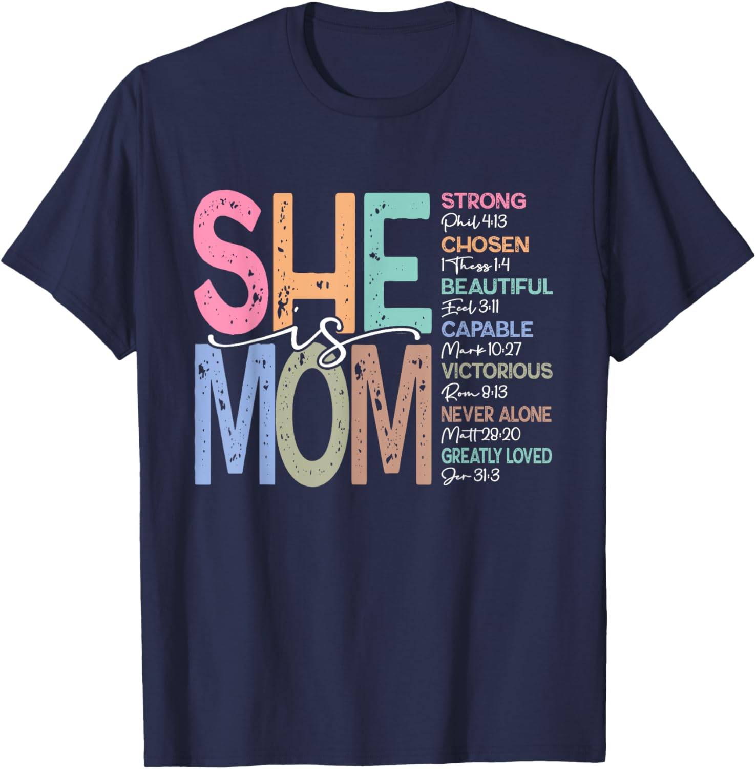 She is Mom Christian Mom Bible Verse Mother's Day Women T-Shirt - T-Shirt | Navy