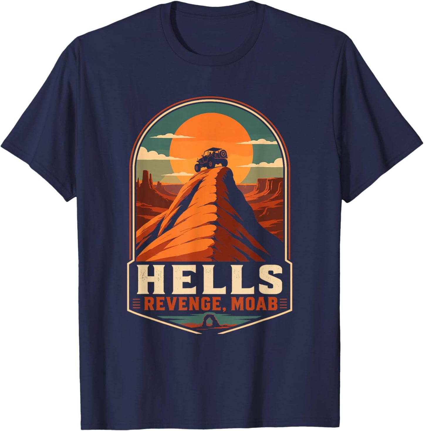 Hell's Revenge Moab Offroad Sunset Badge T-Shirt - T-Shirt | Navy