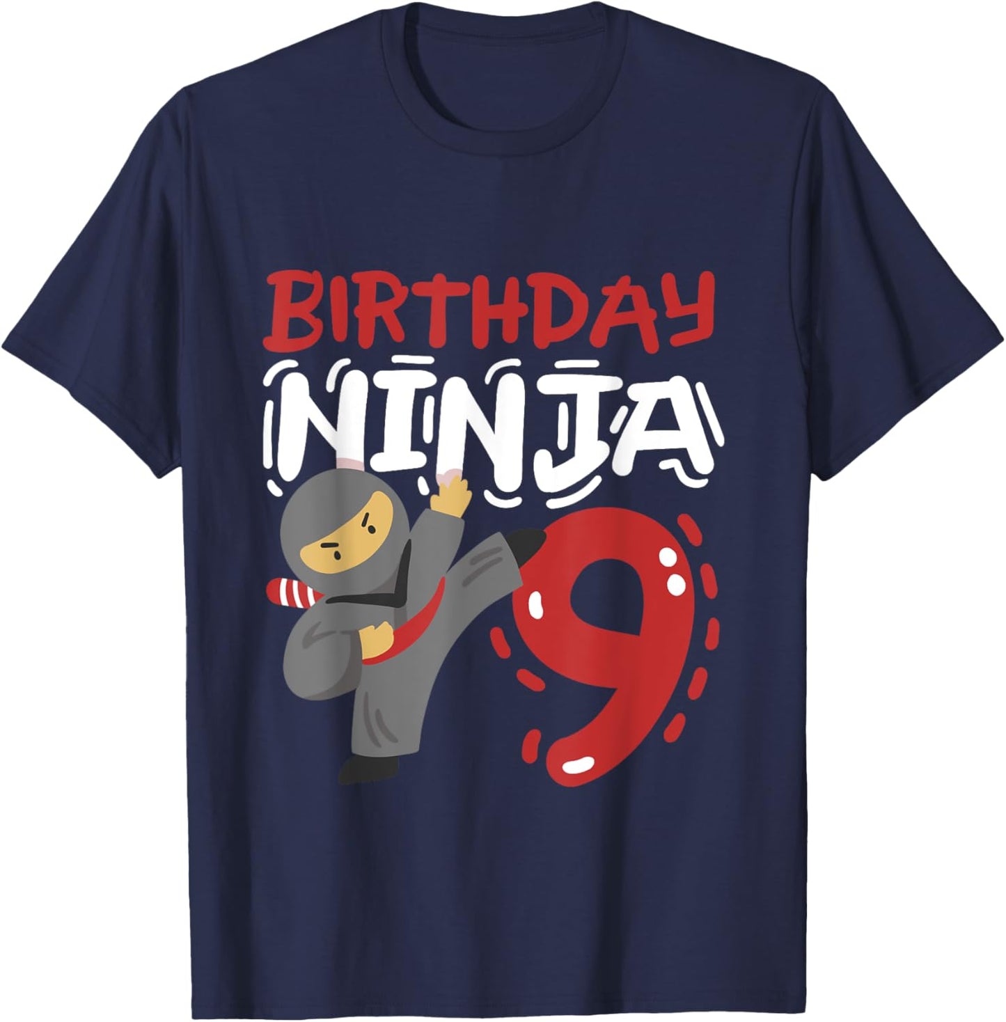 Birthday Ninja 9 Years Old Karate Kids 9th Birthday Boys T-Shirt - T-Shirt | Navy