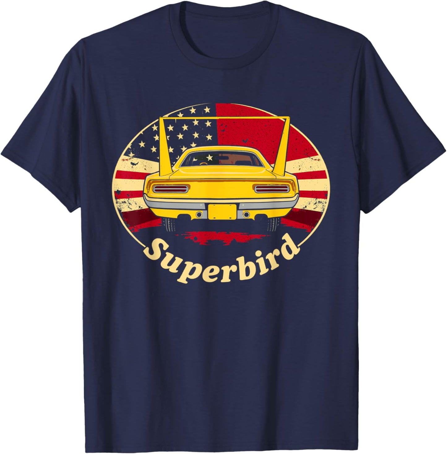 Old School Plymouth Superbird Classic Retro American Flag T-Shirt - T-Shirt | Navy
