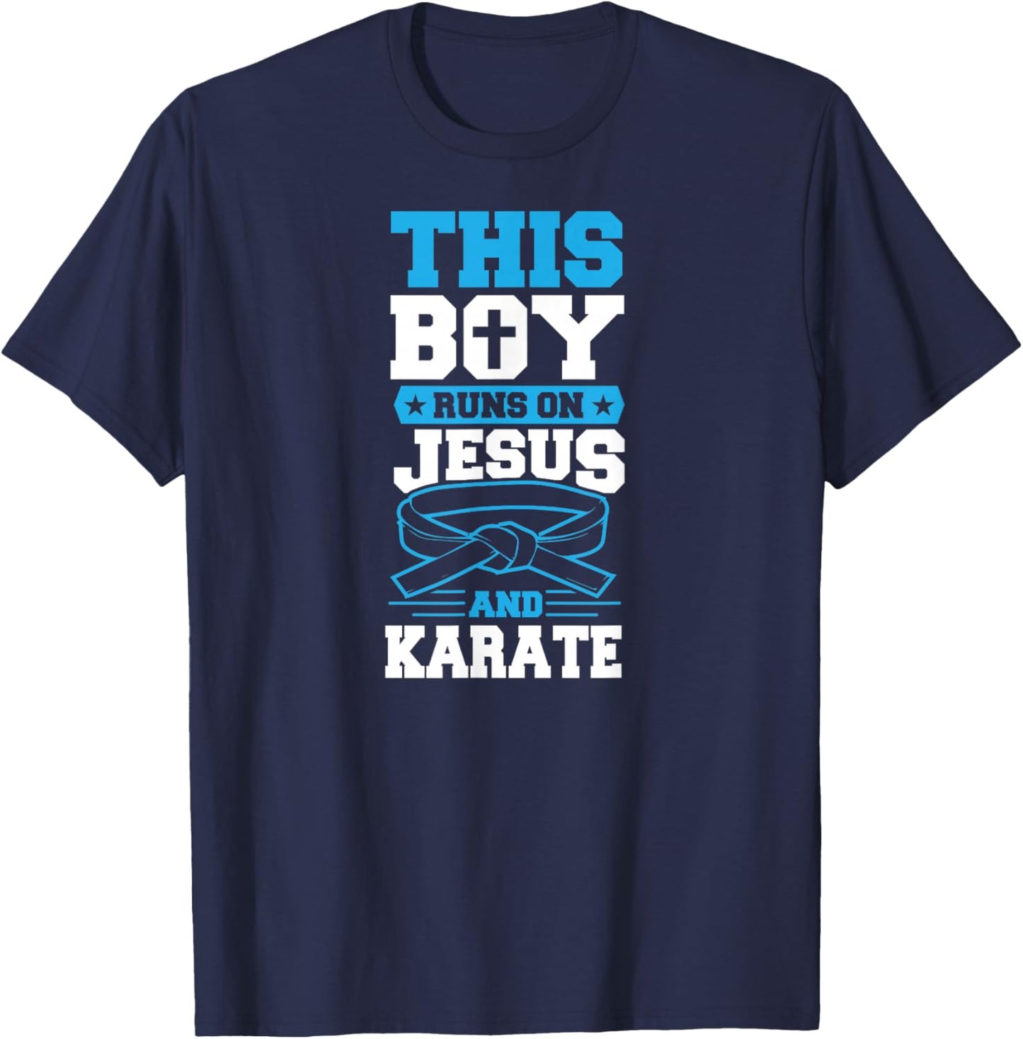 Ce garçon Court sur Jésus et Karaté T-Shirt - T-Shirt | Navy