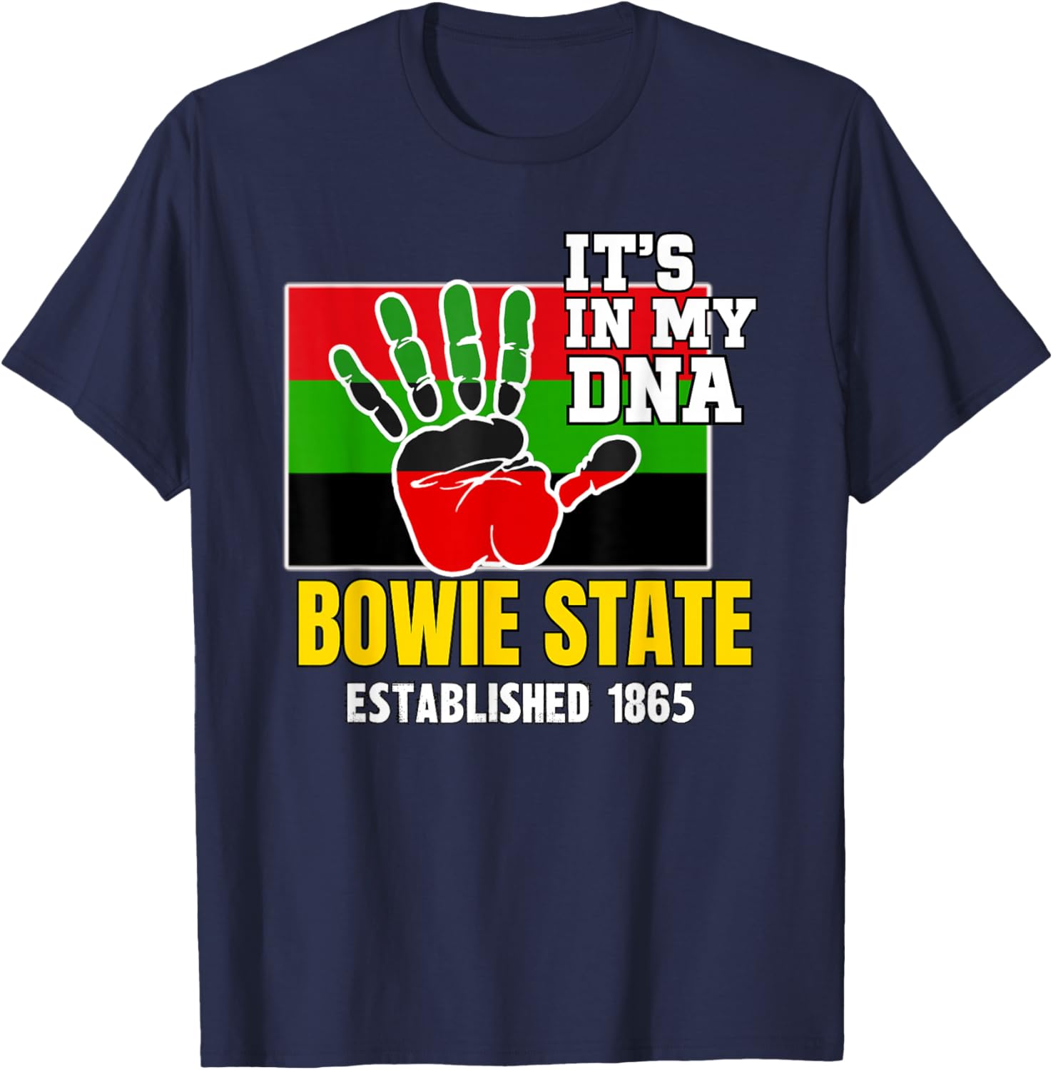 Bowie State, BSU, Red, Black and Green HBCU T-Shirt - T-Shirt | Navy