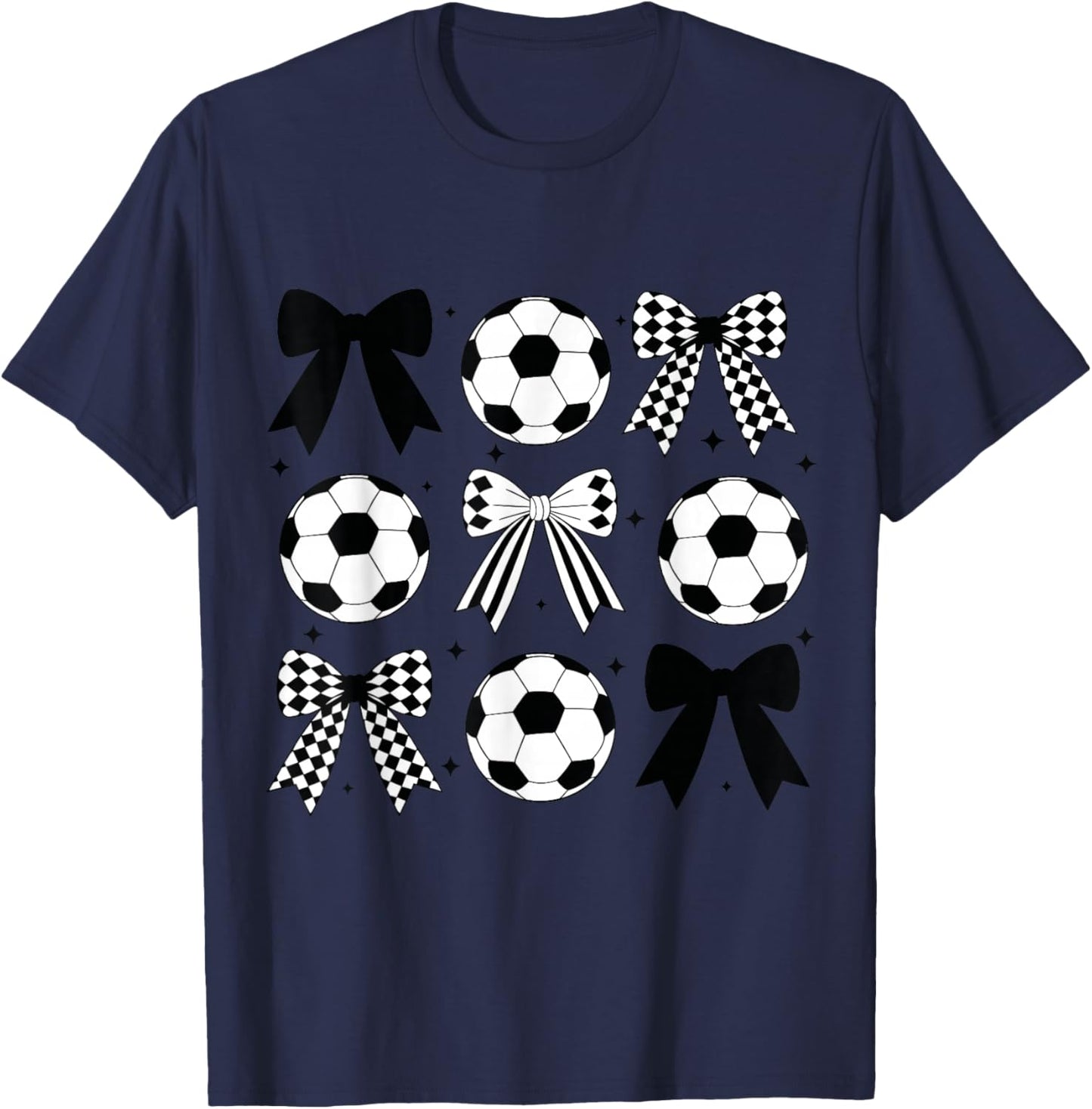 Soccer Coquette Bow Funny Coquette Bow Soccer Women Girl T-Shirt - T-Shirt | Navy