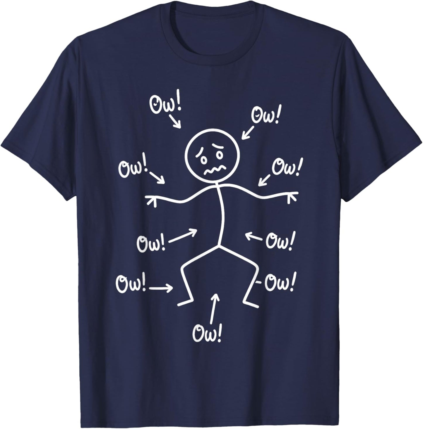 Ow Ow Ow Ow Saying Body Pain Character T-Shirt - T-Shirt | Navy