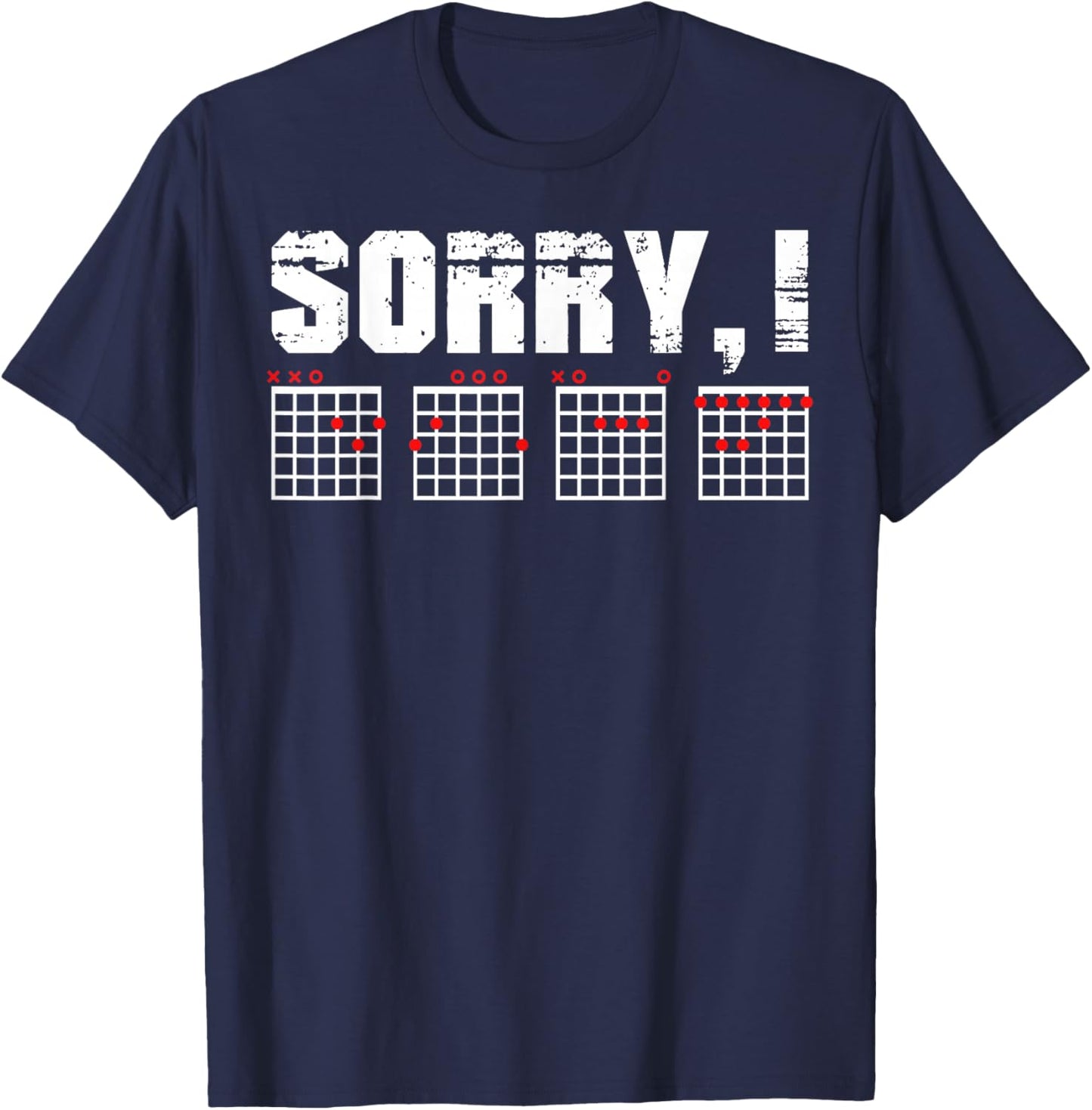 Sorry I-DGAF Funny Hidden Message Guitar Chords Guitarist T-Shirt - T-Shirt | Navy