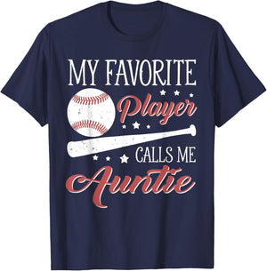 Baseball Auntie My Favorite Player Calls Me Auntie T-Shirt - T-Shirt | Navy
