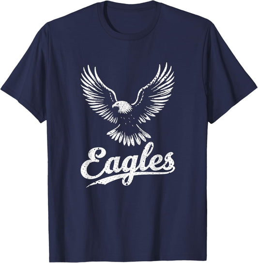 Retro Eagle Vintage Flying Bird Graphic Cool Eagles T-Shirt - T-Shirt | Navy