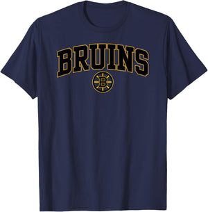 Boston Bruins Arch Over White Officially Licensed T-Shirt - T-Shirt | Navy