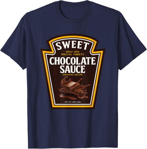 Sweet Chocolate Sauce Funny Bottle Label Condiment design T-Shirt - T-Shirt | Navy