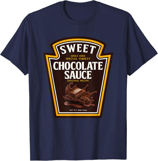 Sweet Chocolate Sauce Funny Bottle Label Condiment design T-Shirt - T-Shirt | Navy