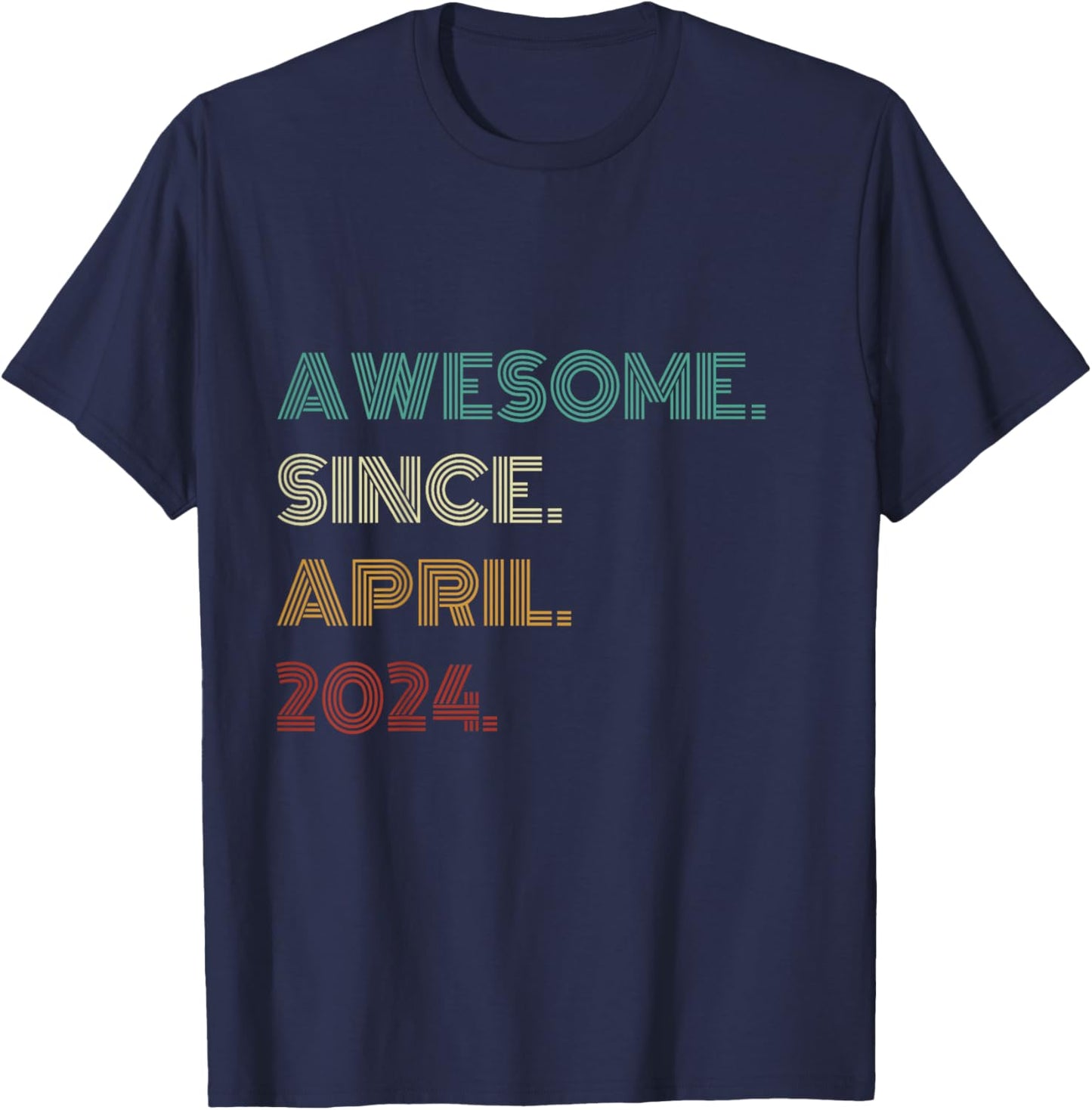 Kids 2 Years Old Awesome Since April 2024 2nd Birthday T-Shirt - T-Shirt | Navy