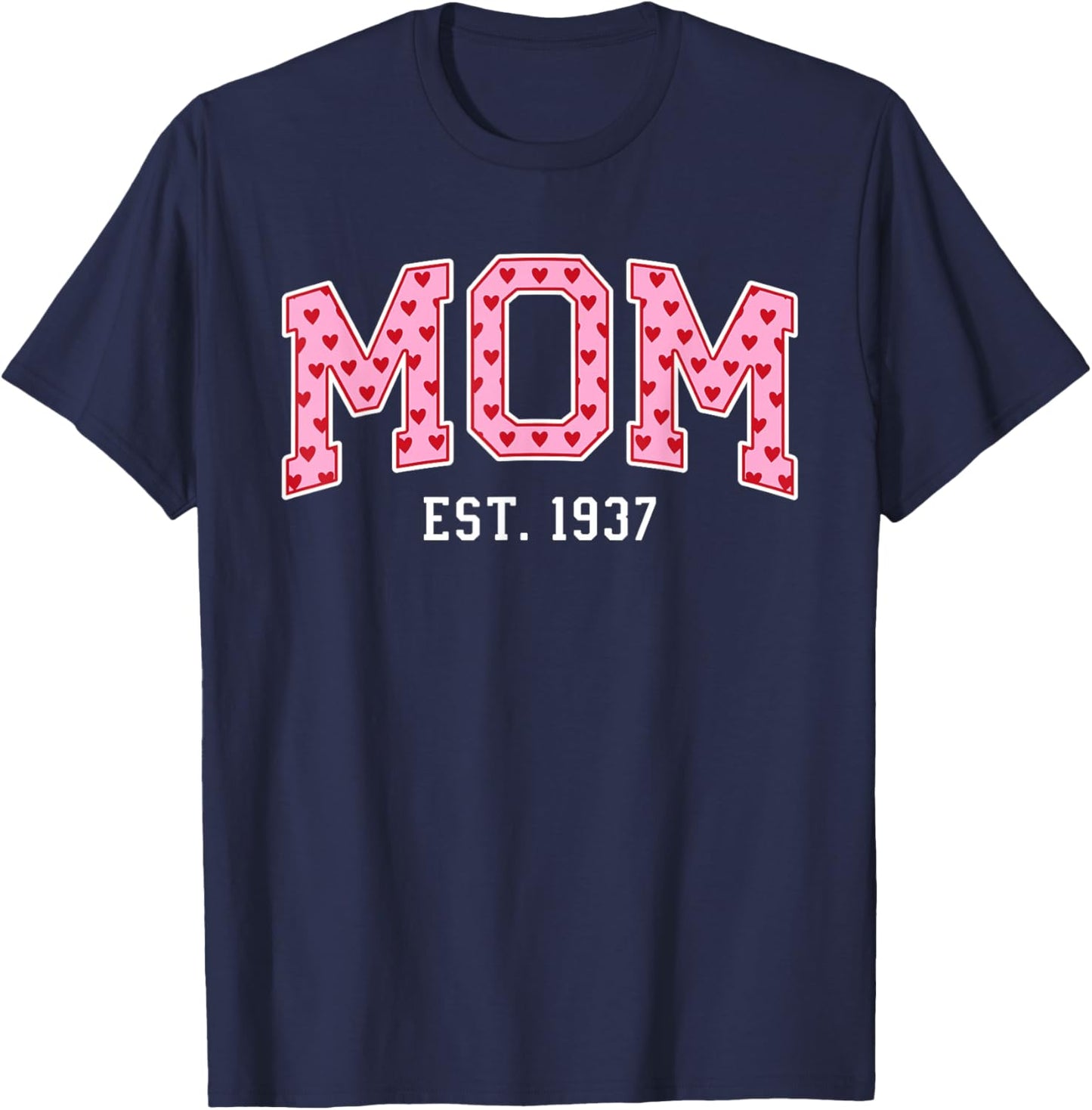 Mom Est 1937 Custom Mom Personalized Mother’s Day Customized T-Shirt - T-Shirt | Navy