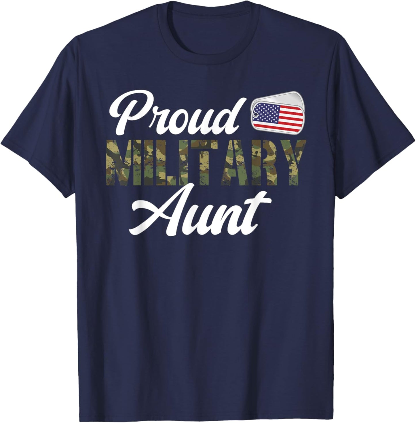 Proud Military Aunt US Flag Soldier Auntie T-Shirt - T-Shirt | Navy