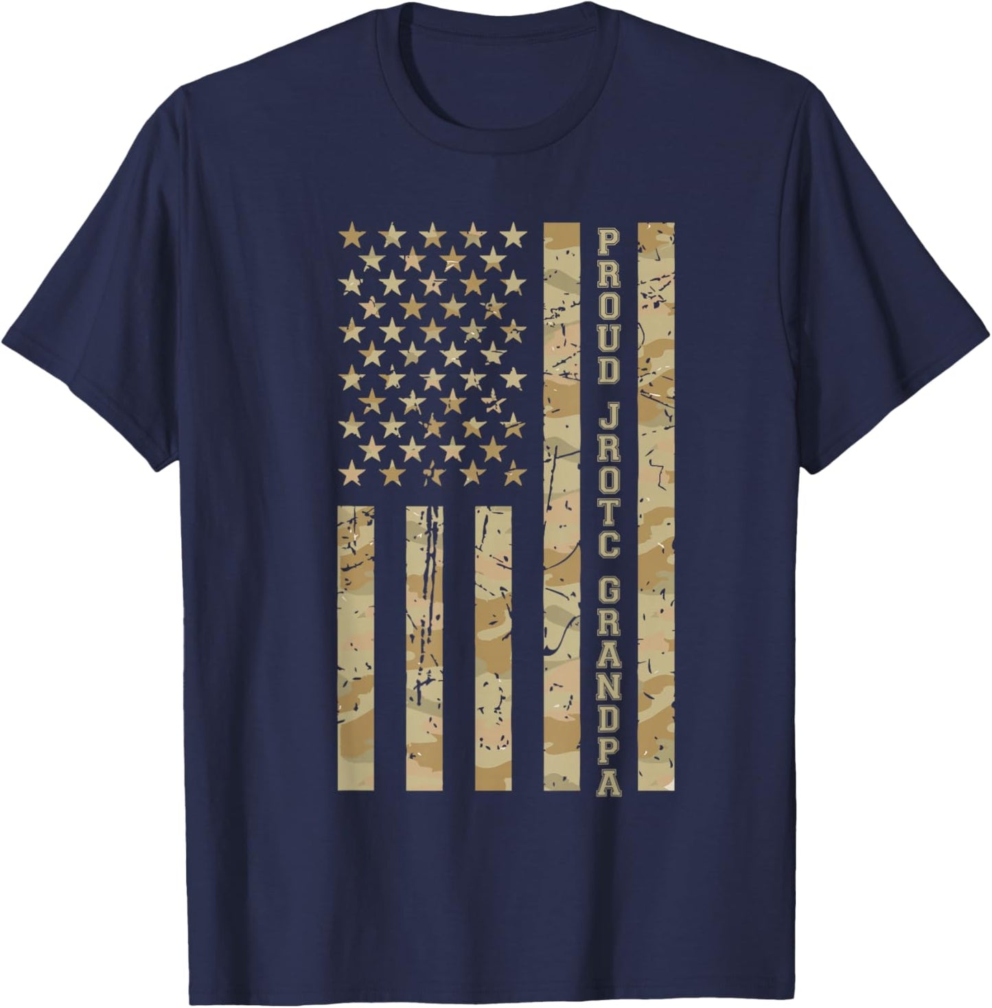 Proud JROTC Grandpa Military Family Desert Camo American T-Shirt - T-Shirt | Navy