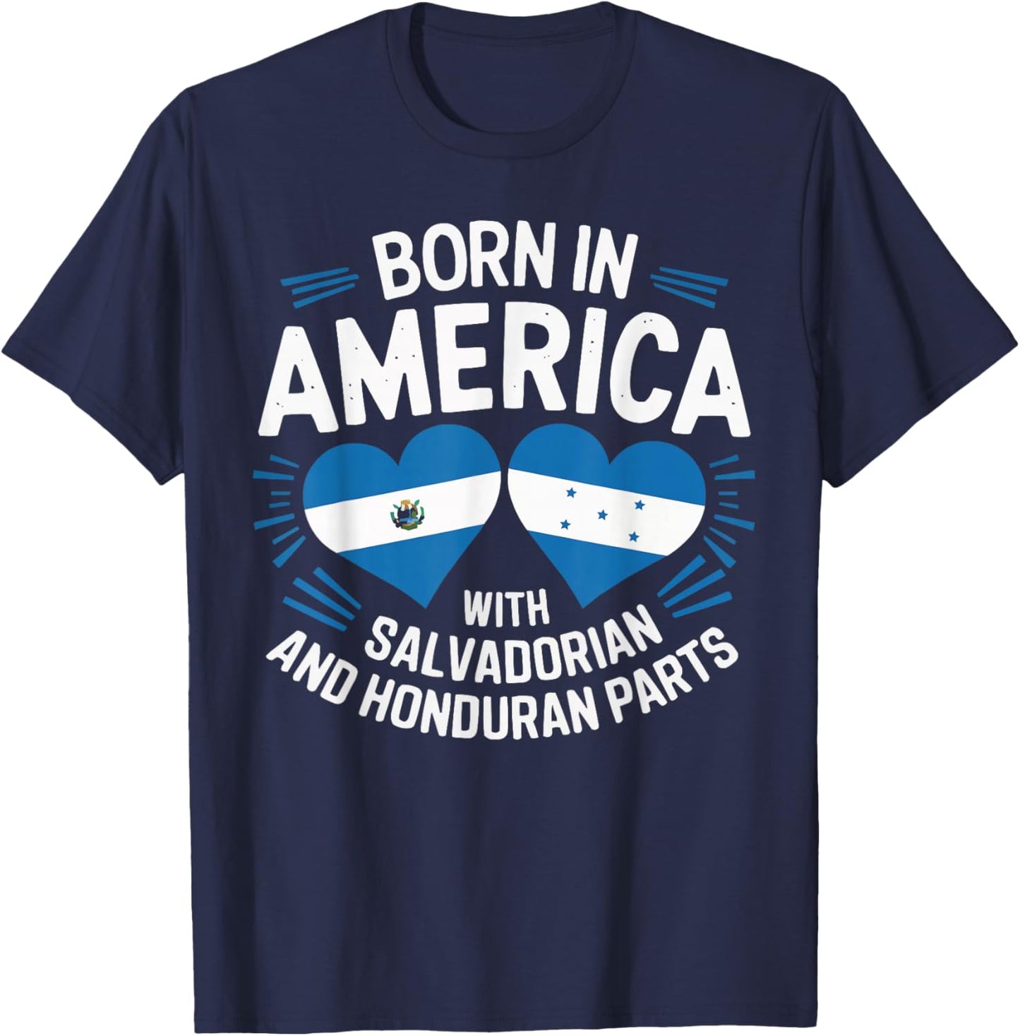 Half Honduran Half Savadorian El Salvador Flag Honduras T-Shirt - T-Shirt | Navy