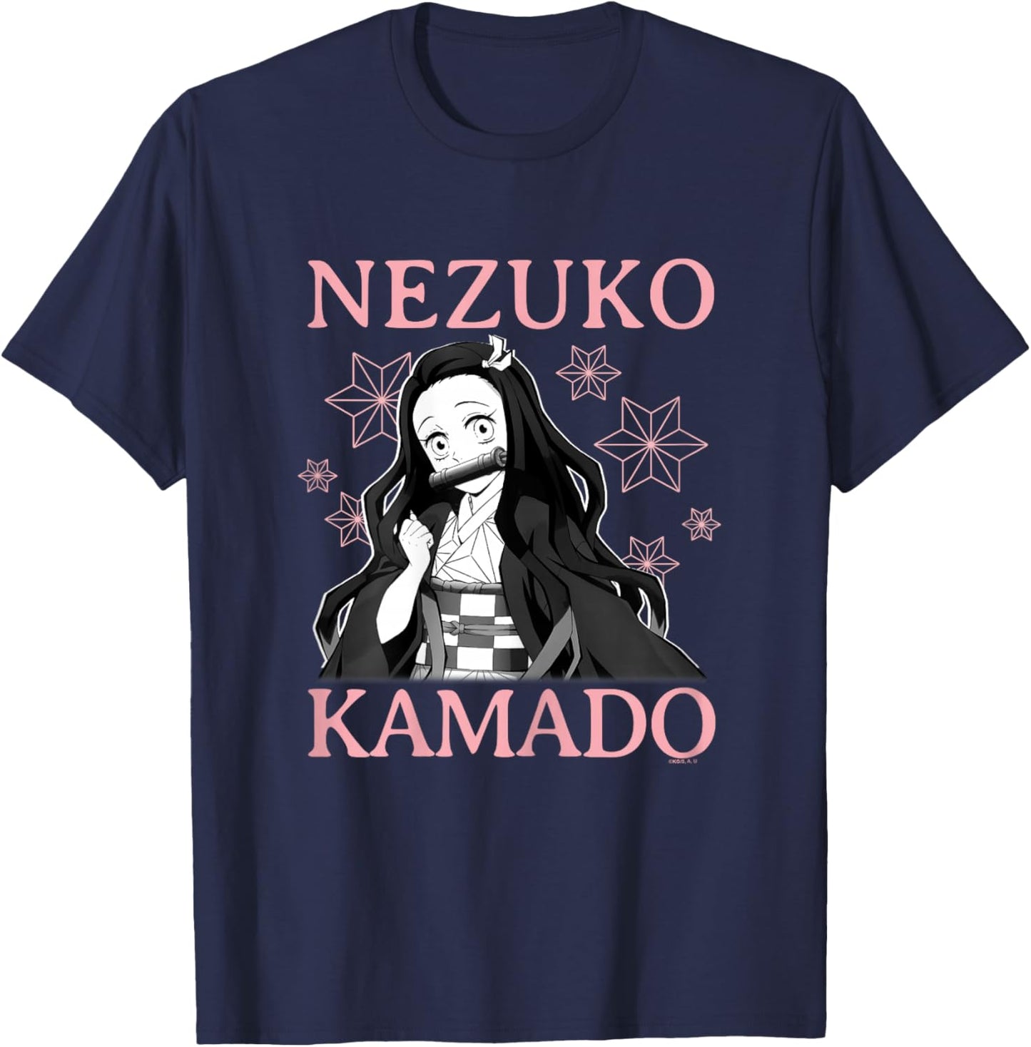 Demon Slayer: Kimetsu no Yaiba Nezuko Pink Floral T-Shirt - T-Shirt | Navy