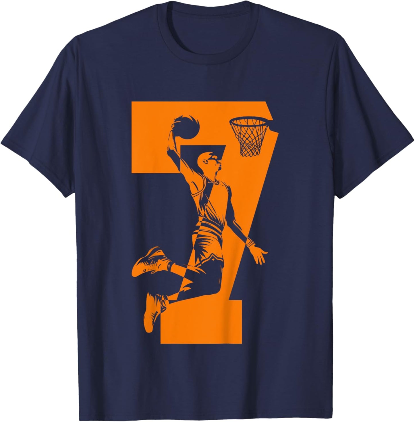 Kids NUMBER 7 BASKETBALL 7TH BIRTHDAY T-Shirt - T-Shirt | Navy