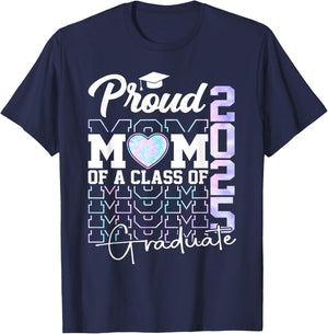 Mom Senior 2025 Proud Mom of A Class of 2025 Graduate T-Shirt - T-Shirt | Navy