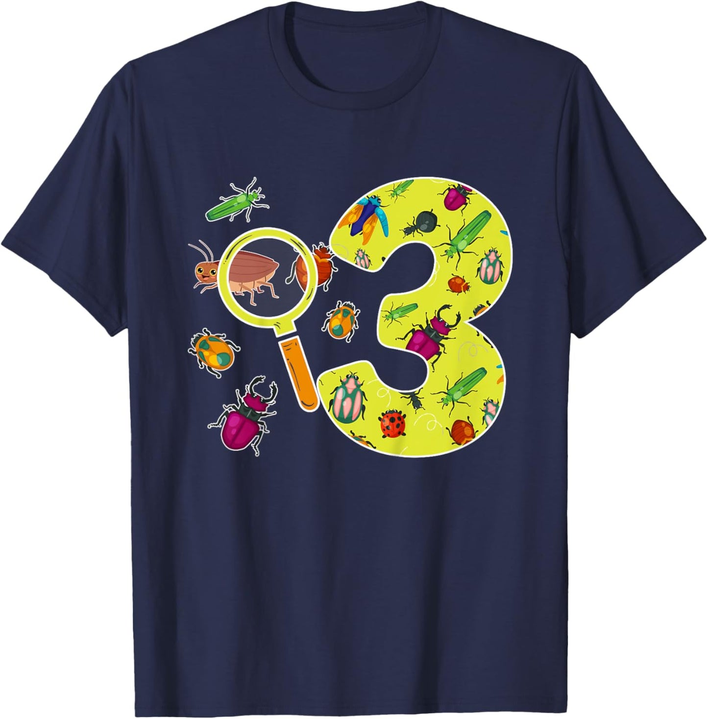 Kids 3rd Bug Birthday 3 Year Old Bugs Birthday Insects T-Shirt - T-Shirt | Navy