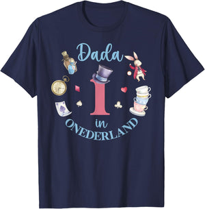 Dada In Onderland 1st Birthday Girl Family Tea Party T-Shirt - T-Shirt | Navy