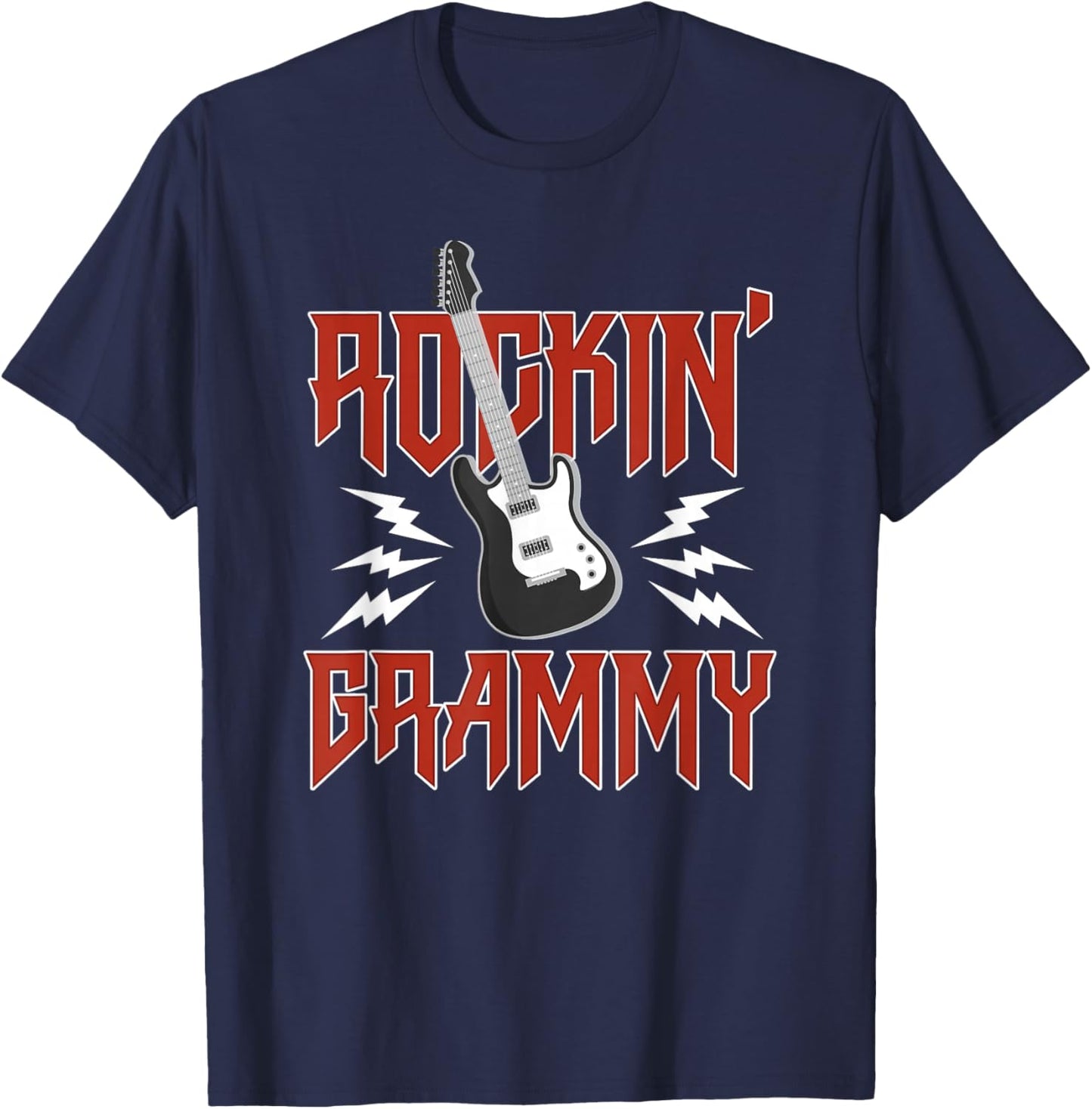 Grammy Rockin One Birthday Family Matching Rock Guitar T-Shirt - T-Shirt | Navy