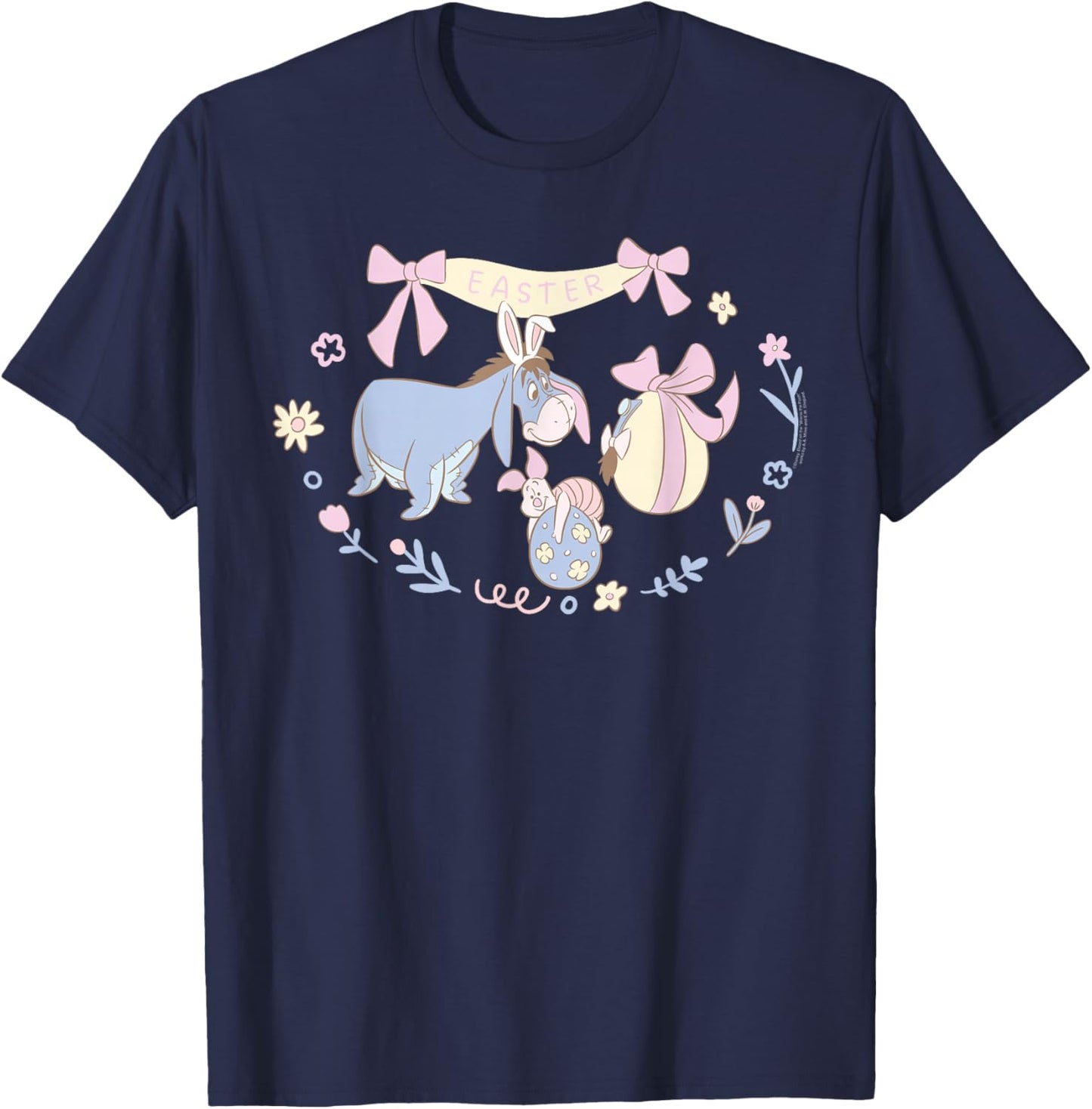 Disney Winnie The Pooh Piglet & Eeyore Easter Egg Spring T-Shirt - T-Shirt | Navy
