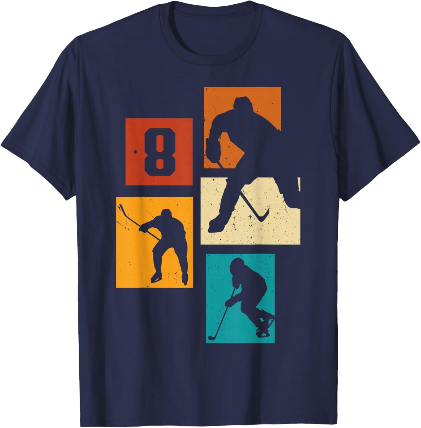 8th Birthday Boys Icehockey Player Ice Hockey 8 Years Old T-Shirt - T-Shirt | Navy