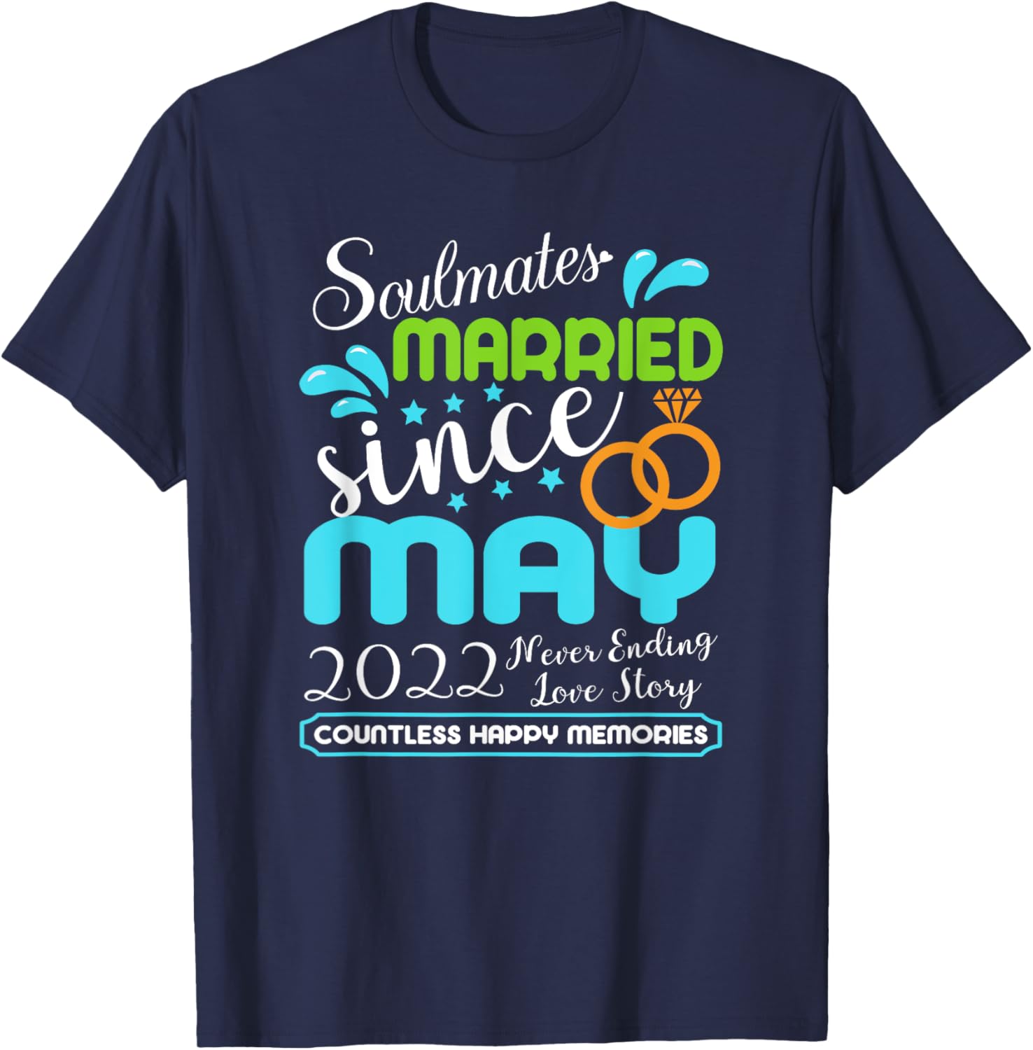Married since May 2022, 3rd Wedding Anniversary , Black, S T-Shirt - T-Shirt | Navy