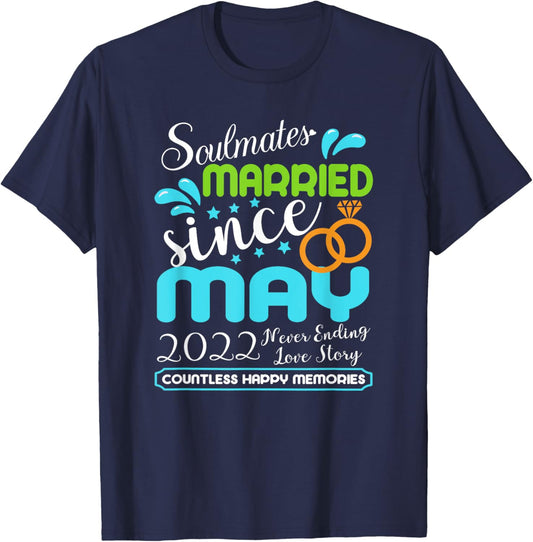 Married since May 2022, 3rd Wedding Anniversary , Black, S T-Shirt - T-Shirt | Navy