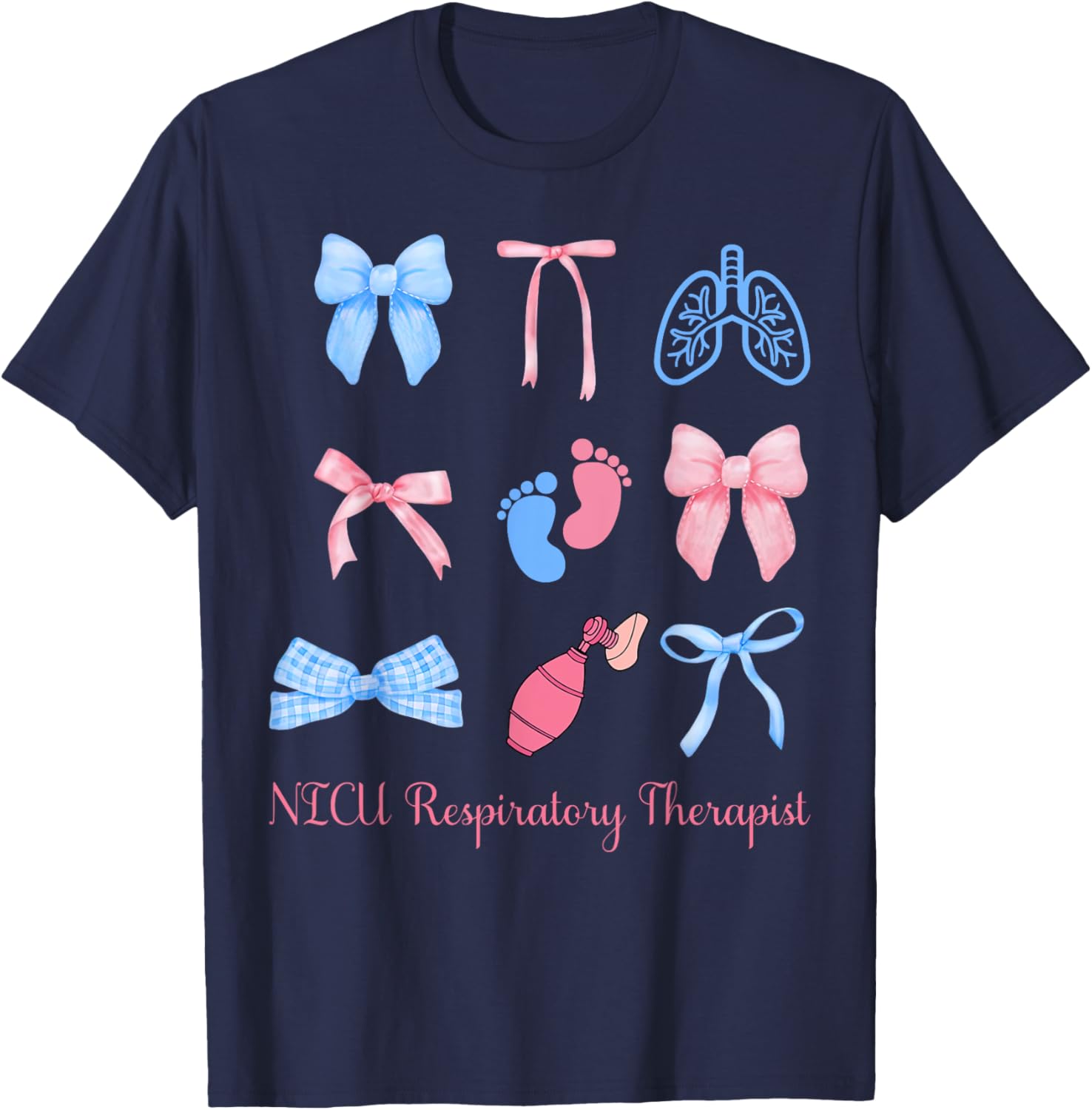 Coquette NICU Respiratory Therapist Lung Squad Neonatal ICU T-Shirt - T-Shirt | Navy