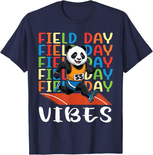 Field Day Field Day Field Day Vibes Running Panda Athlete T-Shirt - T-Shirt | Navy