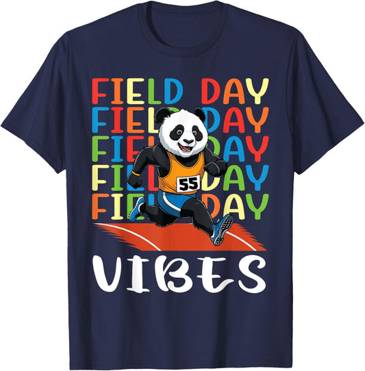 Field Day Field Day Field Day Vibes Running Panda Athlete T-Shirt - T-Shirt | Navy