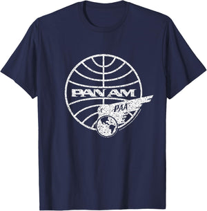 Pan Am Distressed PAA White Logo T-Shirt - T-Shirt | Navy