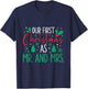 Cute Our First Christmas As Mr & Mrs 2025 Couples Pajamas T-Shirt - T-Shirt | Navy