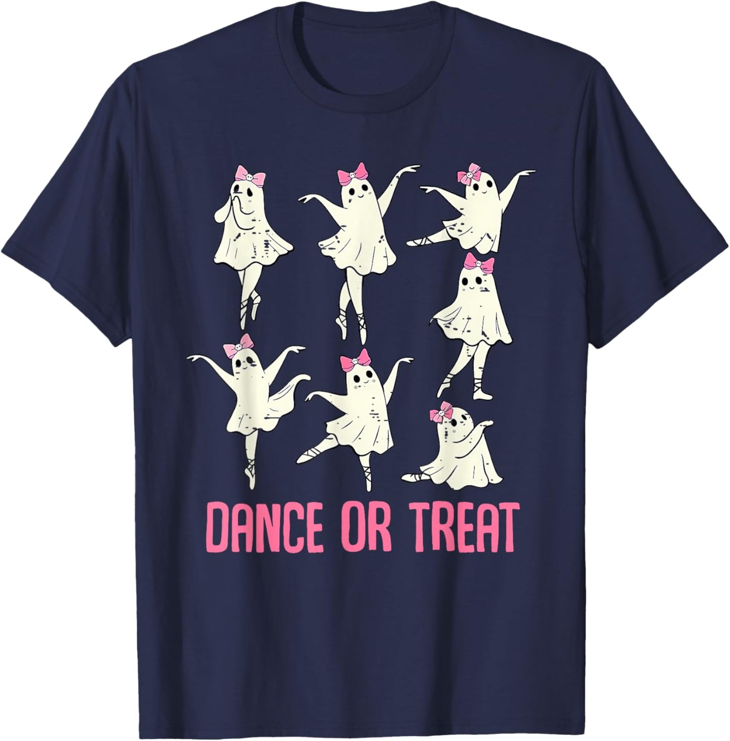 Dance Or Treat Shirt Halloween Funny Ghost Ballet Dance T-Shirt - T-Shirt | Navy
