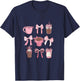 Cute Hot Iced Coffee and PInk Bows Girly Aesthetic T-Shirt - T-Shirt | Navy