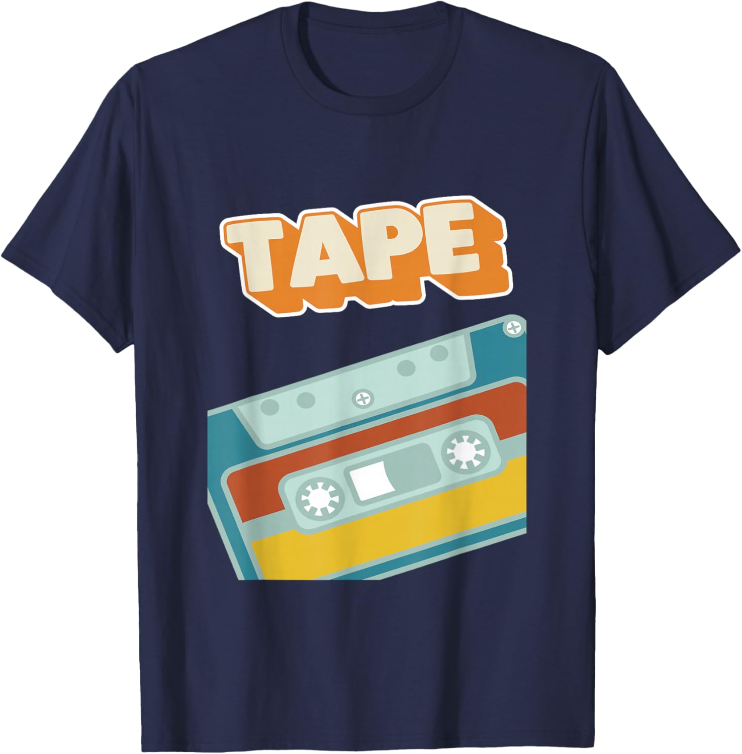 Retro Style 90s Music Tape Cassette with Graffiti Wall Art T-Shirt - T-Shirt | Navy