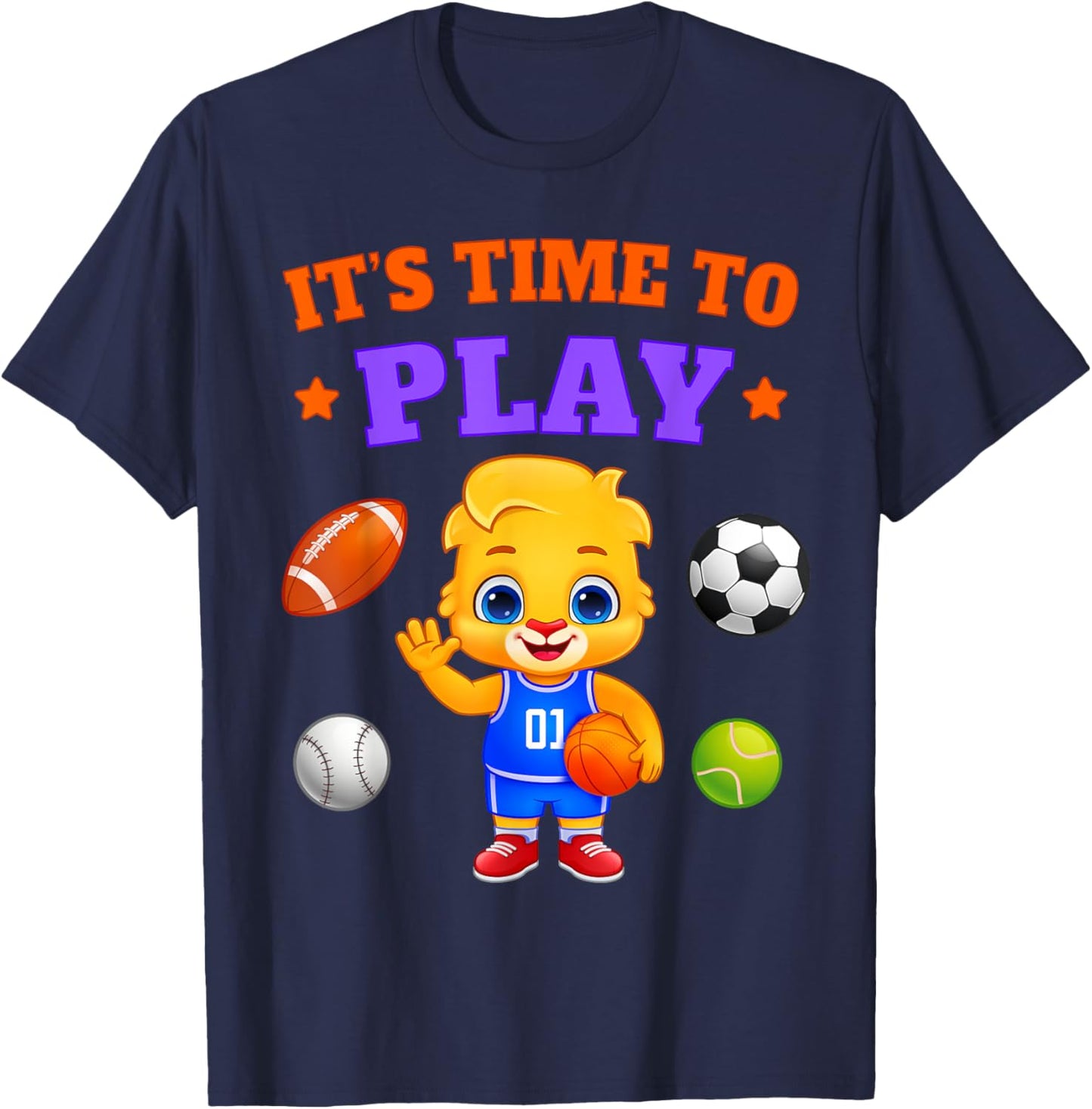 It's Time to Play Sportsman | Lucas & Friends Kids Sports T-Shirt - T-Shirt | Navy